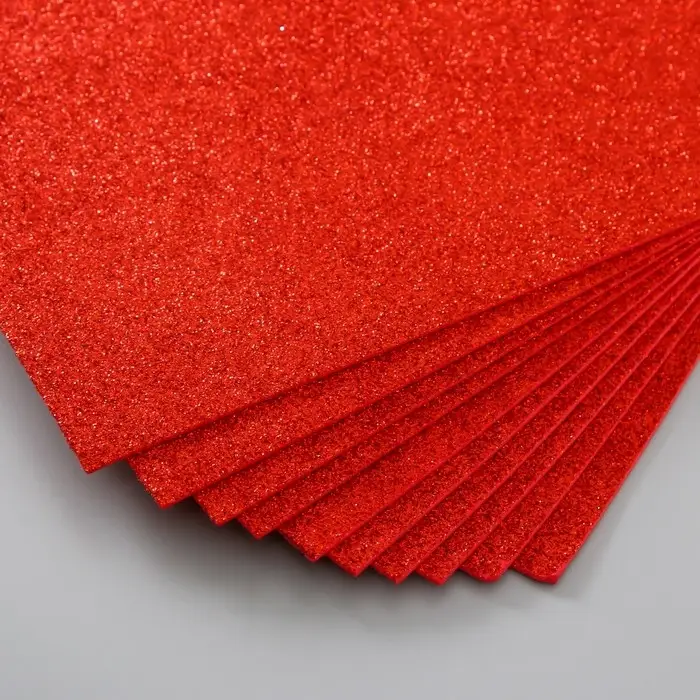 Фоамиран глиттерный 2 мм, 20х30 см, красный Фоамиран глиттерный 2 мм, 20х30 см, красный