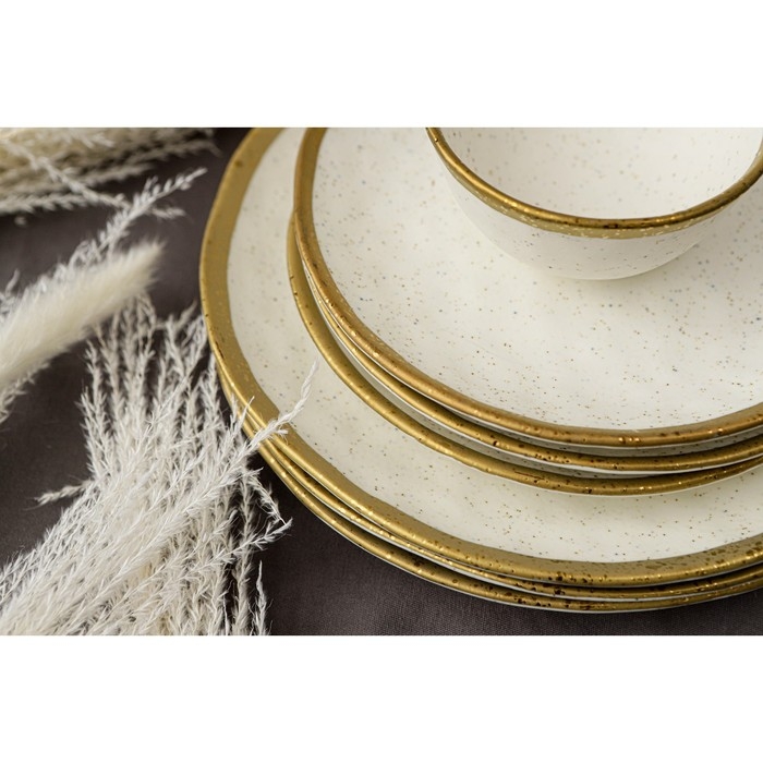 Тарелка фарфоровая обеденная Magistro Poursephona, d=27 см, цвет бежевый Тарелка фарфоровая обеденная Magistro Poursephona, d=27 см, цвет бежевый