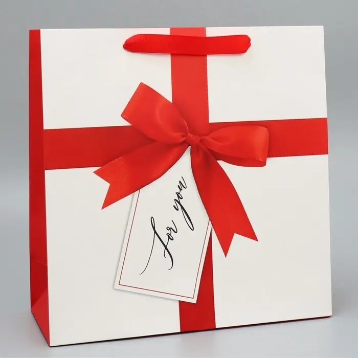 Пакет подарочный ламинированный квадратный For You, 30&times;30&times;12 см