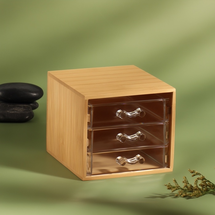 Органайзер для хранения &laquo;BAMBOO&raquo;, 3 ящика, 14&times;12&times;11.5 см, в коробке, коричневый