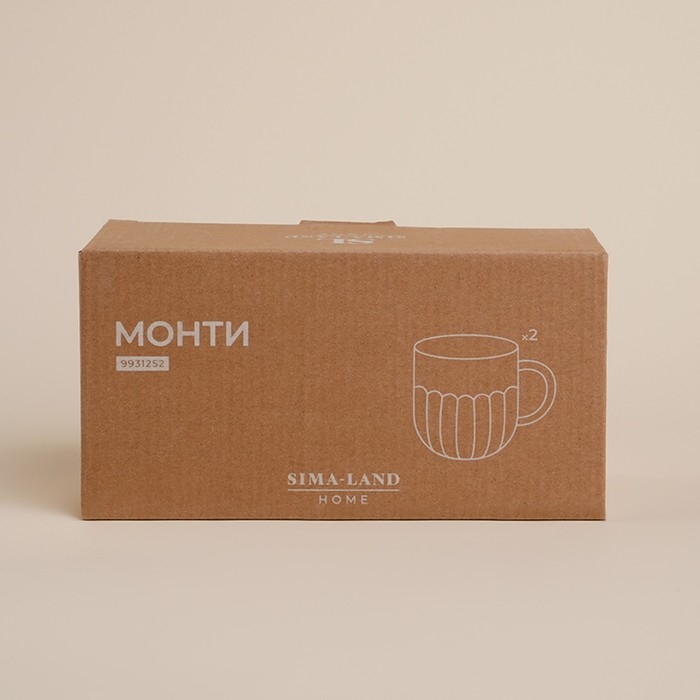 Набор кружек фарфоровых SL Home «Монти», 400 мл, цвет коричневый Набор кружек фарфоровых SL Home «Монти», 400 мл, цвет коричневый