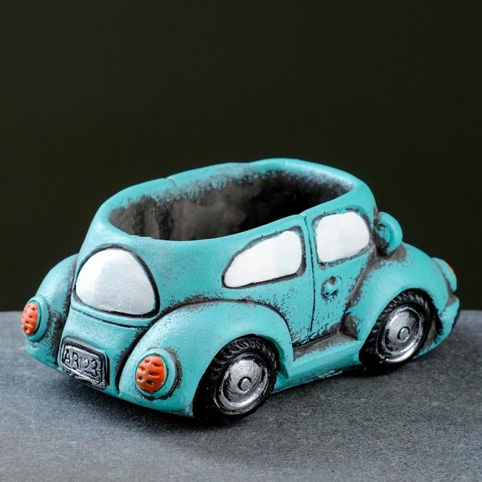 Горшок Горшок "Машинка" зеленый, 14,5х9х6см