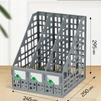 Лоток для бумаг LINE, А4, сборный, вертикальный, 3 отделения, серый