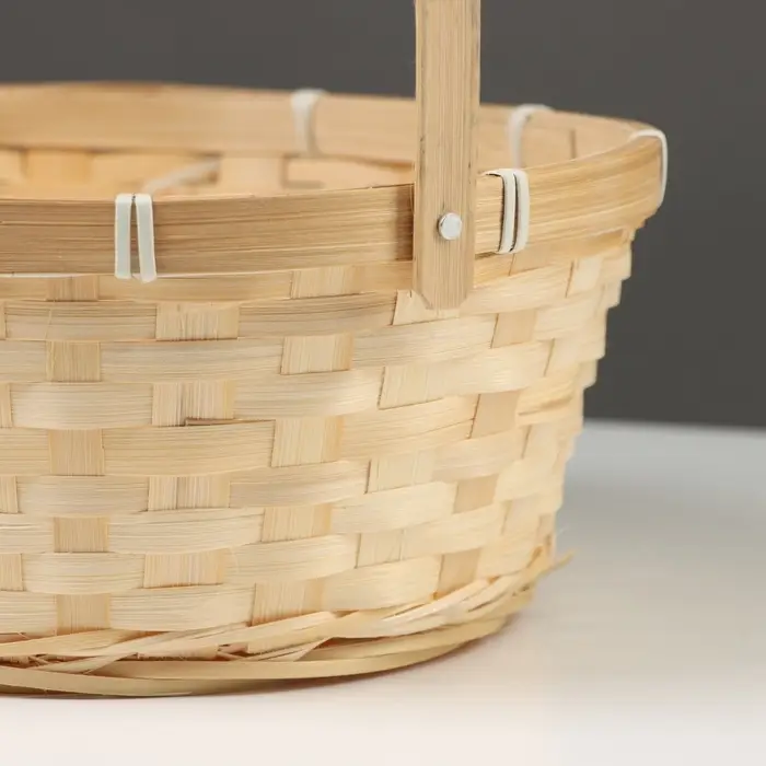 Корзина плетёная, 26&times;26&times;12 см, ручка h=18 см, бамбук, натуральный цвет