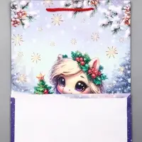 Пакет подарочный новогодний ламинированный, «Единорог» , 26×12×32 см