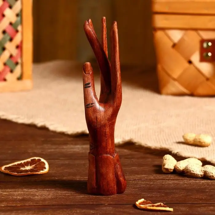 Подставка для колец дерево Подставка для колец дерево "Рука роспись" 20 см