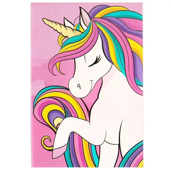 Блокнот А7, 16 листов, на скрепке, в клетку, &laquo;Минни Маус и Единорог&raquo;