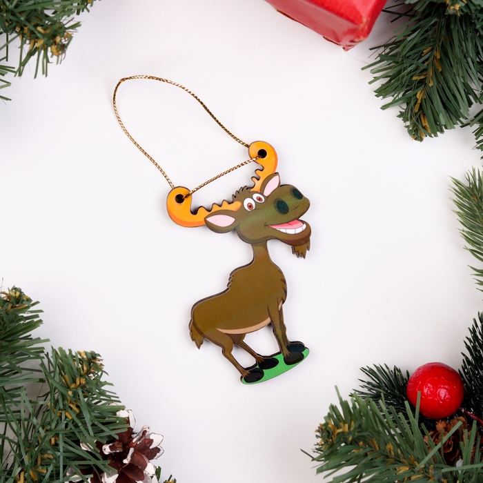 Ёлочная игрушка двусторонняя Ёлочная игрушка двусторонняя "Лось", 9х6 см