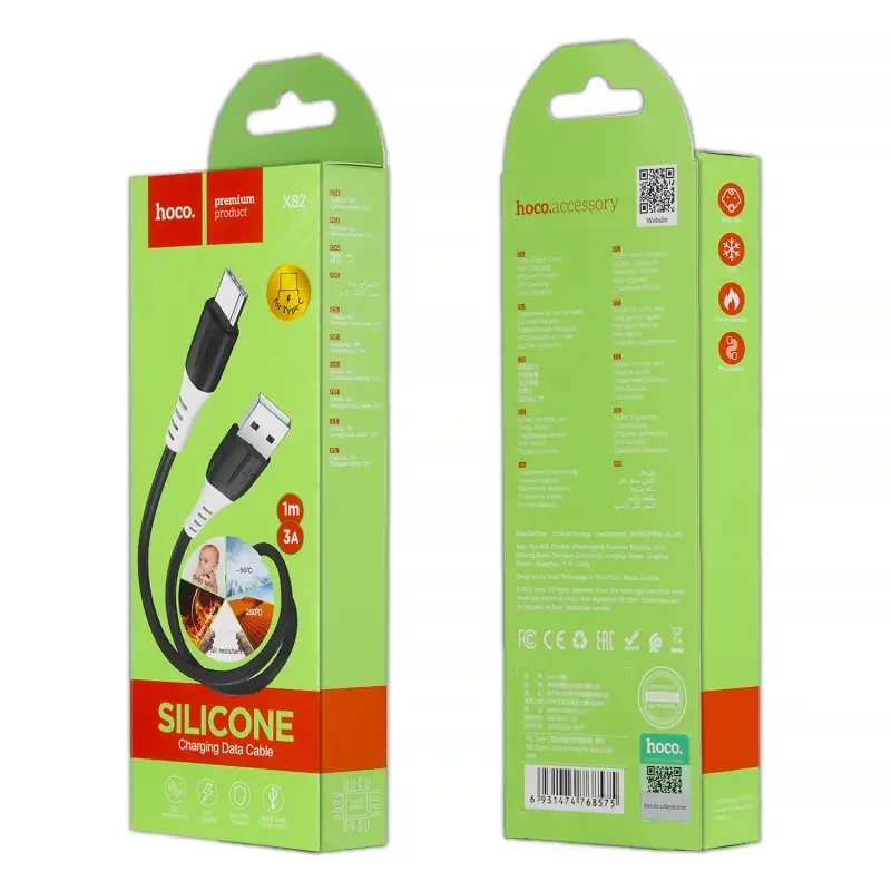 Кабель USB на Type-C 1M 2.4A X82 HOCO черный