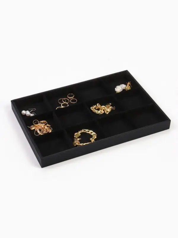 Подставка для украшений &laquo;QF. Флок&raquo;, 12 ячеек, 35&times;24&times;3, чёрная