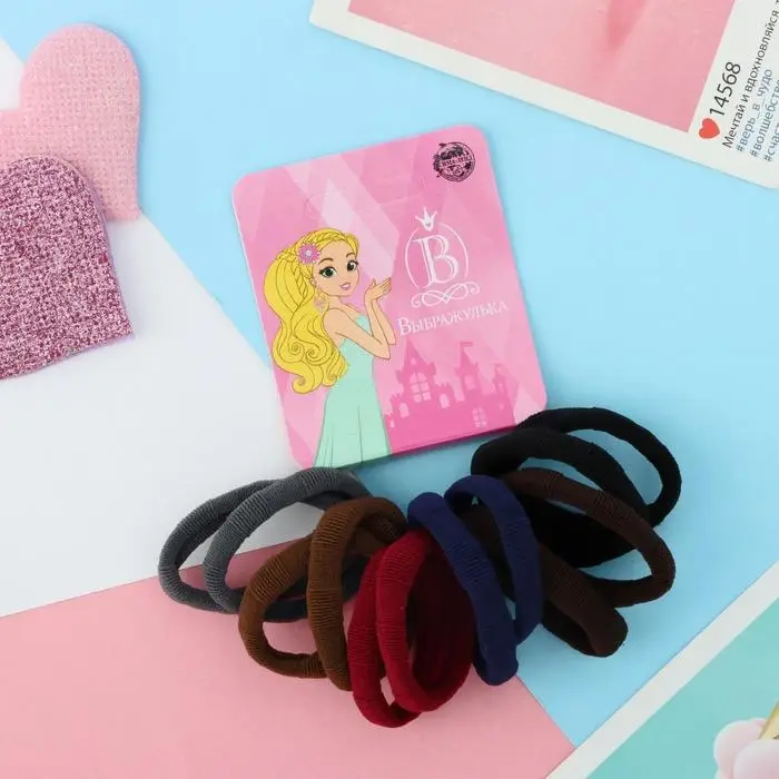 Резинка для волос Резинка для волос "Махрушка" (набор 12 шт) тёмные тона, 3,5 см