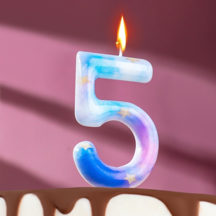 Свеча в торт на шпажке  Свеча в торт на шпажке "Звездопад", цифра 5, 9 см, ГИГАНТ