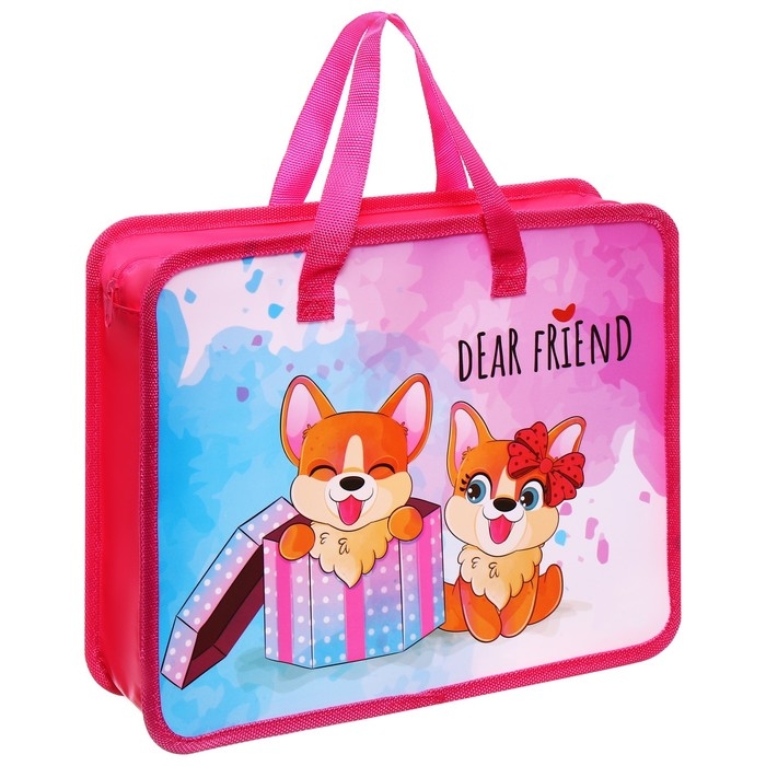 Папка с ручками пластиковая А4 Calligrata  Папка с ручками пластиковая А4 Calligrata "Собачки", 32,2х25,6х7 см,