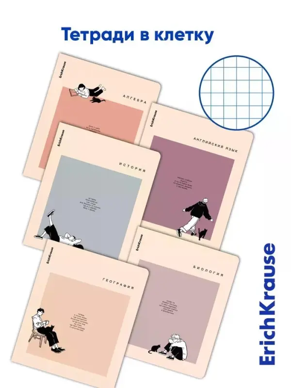 Комплект тетрадей 48 листов в клетку/линейку ErichKrause Study Buddy, 12 штук