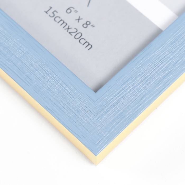 Фоторамка пластик 15х20 см "Лён ярко-голубой" золотая обводка 22,5х17,5 см