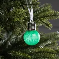 Ёлочный шар &laquo;Зимний узор зелёный&raquo;, d=5 см, 1 LED, от батареек AG13&times;3, свечение тёплое белое