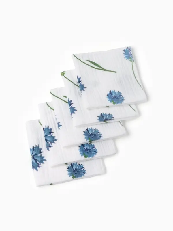 Набор платочков Крошка Я Cornflowers (вид 2) 20*20 см-5 шт, муслин, 100 % хлопок Набор платочков Крошка Я Cornflowers (вид 2) 20*20 см-5 шт, муслин, 100 % хлопок
