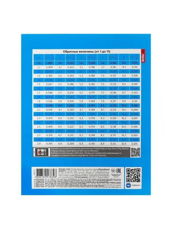 Предметная тетрадь по алгебре Hatber &laquo;Мой любимый предмет&raquo;, 48 листов, в клетку, со справочным материалом, обложка из мелованного картона