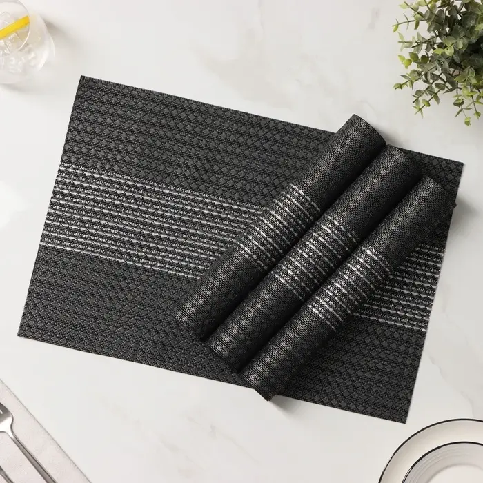 Салфетки сервировочные на стол Доляна &laquo;Сияние&raquo;, 4 шт., 45&times;30 см, чёрные