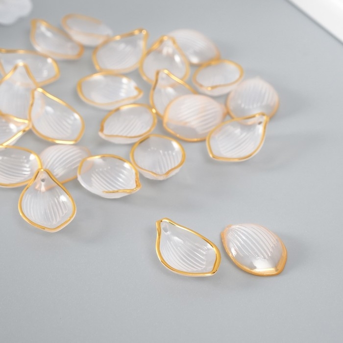 Декор для творчества пластик "Лепесток прозрачно-золотой" набор 25 шт 2,3х1,6 см