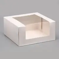 Кондитерская упаковка с окном, белая, 23.5&times;23.5&times;11.5 см