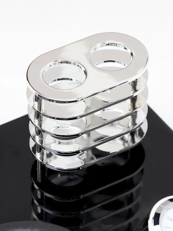 Набор настольный канцелярский 6 в 1 с визитницей и часами, черное дерево