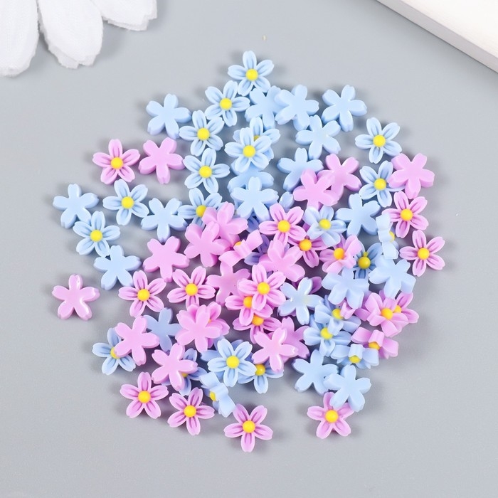 Декор для творчества пластик Декор для творчества пластик "Незабудки голубые и сиреневые" набор 70 шт МИКС 0,8х0,8 см