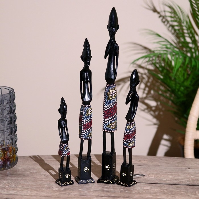 Статуэтки Статуэтки "Семья аборигенов" дерево (набор 4 штуки) 40,30,25,20 см МИКС