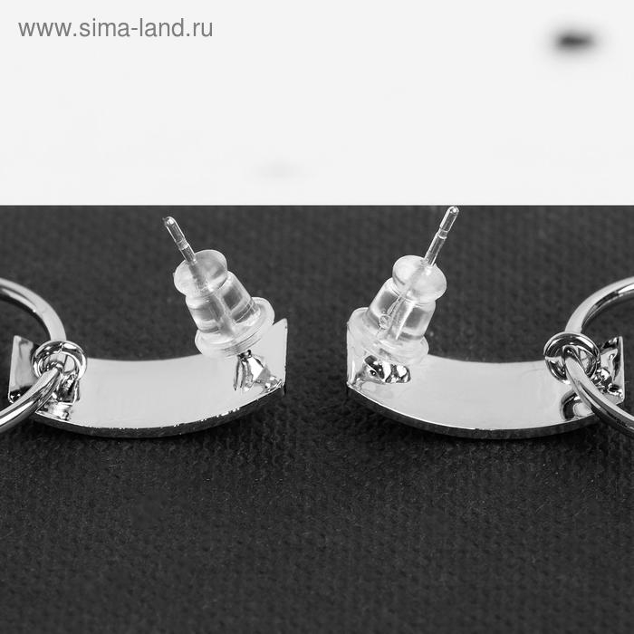 Серьги висячие со стразами «Голливуд» кольцо с нитями, цвет белый в серебре, 9 см