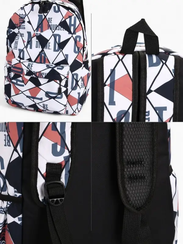 Рюкзак школьный на молнии, с карманами, с принтом, размер 30&times;13&times;42 см, красный