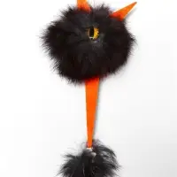 Дразнилка - удочка из меха кролика &laquo;Монстрик&raquo;, на деревянной палочке, цвет МИКС