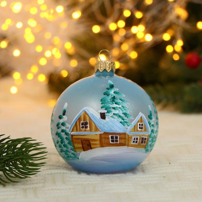 Ёлочный шар d-8 см Ёлочный шар d-8 см "Зимняя деревушка" ручная роспись, микс