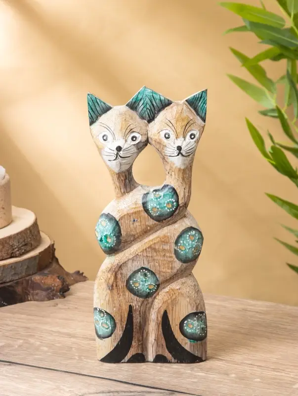 Сувенир интерьерный Сувенир интерьерный "Сиамские кошечки" 12х3х30 см, дерево, цв. зелёный