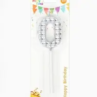 Свеча для торта &laquo;Элемент&raquo;, цифра "0" серебро