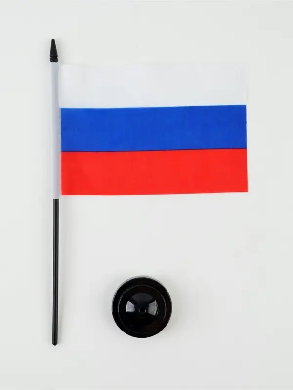Флаг России, 14&times;21 см, флагшток 33.5&times;6.4 см, полиэстер