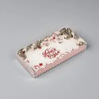 Коробка для кондитерских изделий с пластиковой крышкой &laquo;С Новым годом!&raquo;, 10.5&times;21&times;3 см