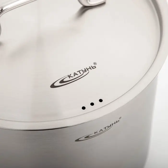 Кастрюля Катунь &laquo;Общепит&raquo;, 7 л, d=22 см, с крышкой, капсульное дно, индукция, нержавеющая сталь, хромированная