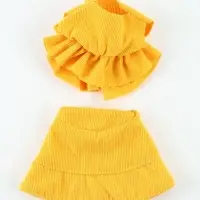 Одежда для игрушки, панамка и сарафан, жёлтый