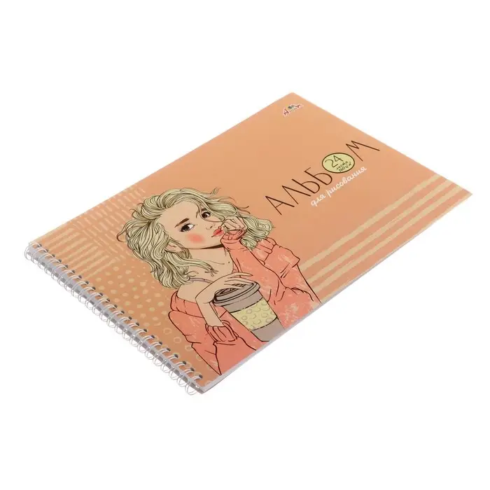 Альбом для рисования А4, 24 листа на гребне  Альбом для рисования А4, 24 листа на гребне "Мечты", обложка мелованный картон, ВД лак, блок офсет 160 г/м2