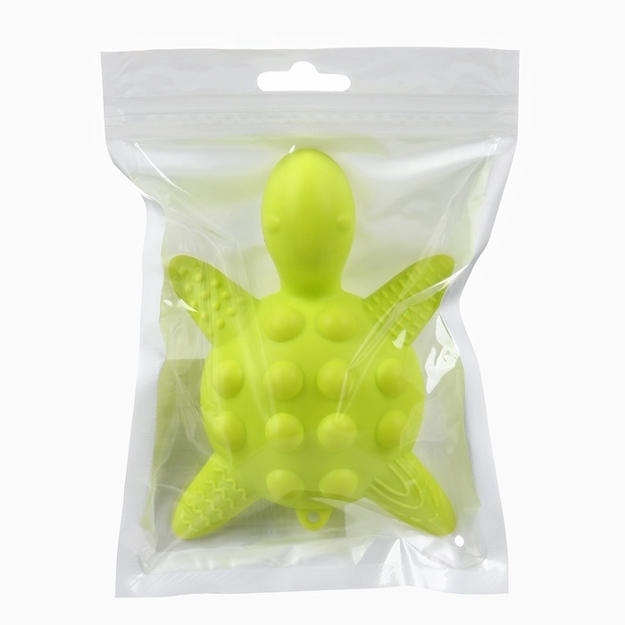 Прорезыватель силиконовый для зубов с погремушкой Крошка Я «Черепаха», зеленый