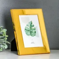 Фоторамка металл на 1 фото 10х15 см "Зеркало" золото гальваника 1,7х15х20,2 см