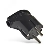 Вилка угловая с заземлением черная 16 А 250 В