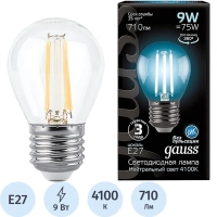 Лампа светодиодная Gauss LED Filament Шар E27 9Вт 4100K (105802209)