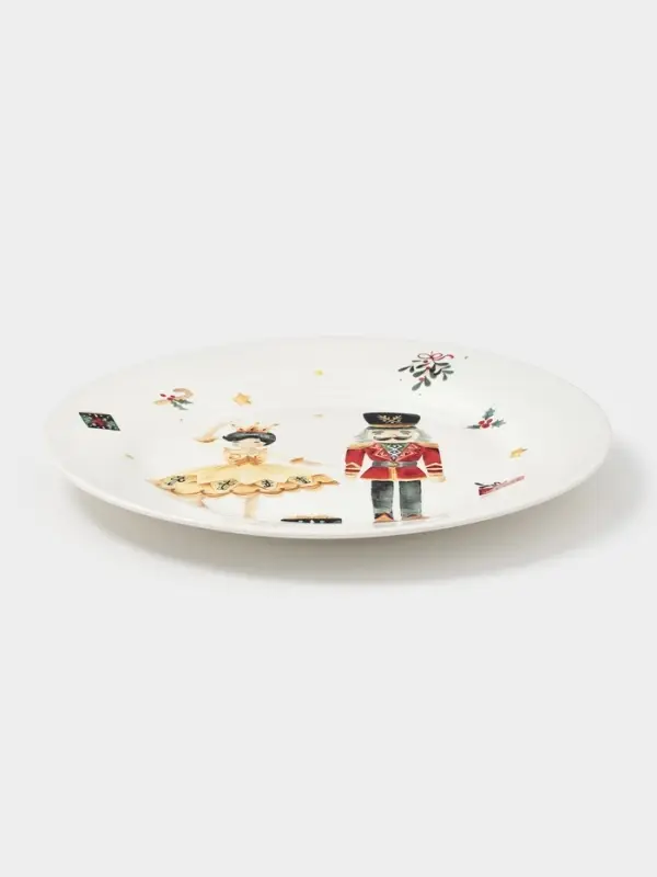 Тарелка новогодняя Доляна «Щелкунчик», d=25.5 см, фарфор, белая Тарелка новогодняя Доляна «Щелкунчик», d=25.5 см, фарфор, белая