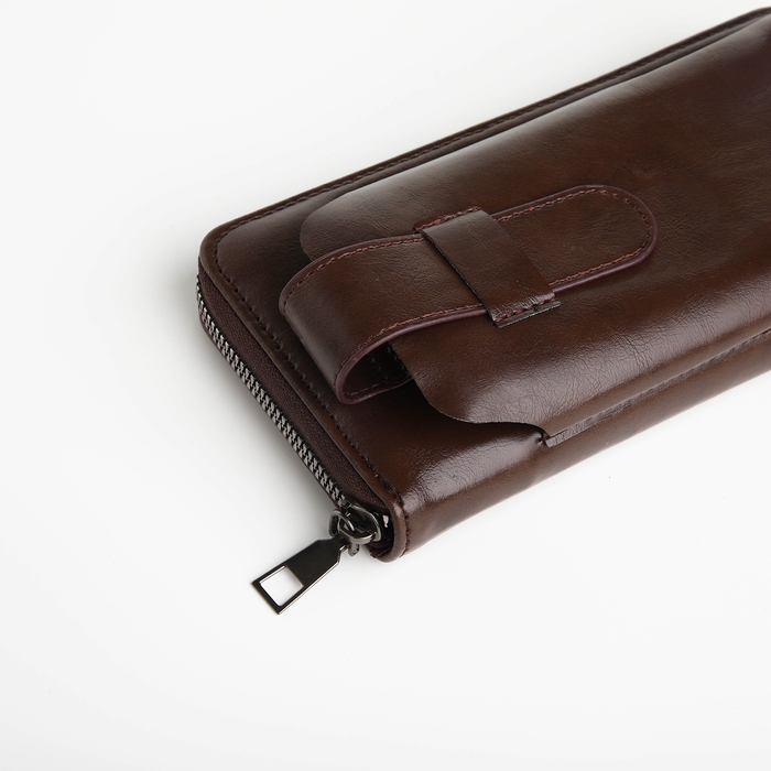 Портмоне мужское на молнии, отдел для телефона, карт, монет, цвет коричневый Портмоне мужское на молнии, отдел для телефона, карт, монет, цвет коричневый