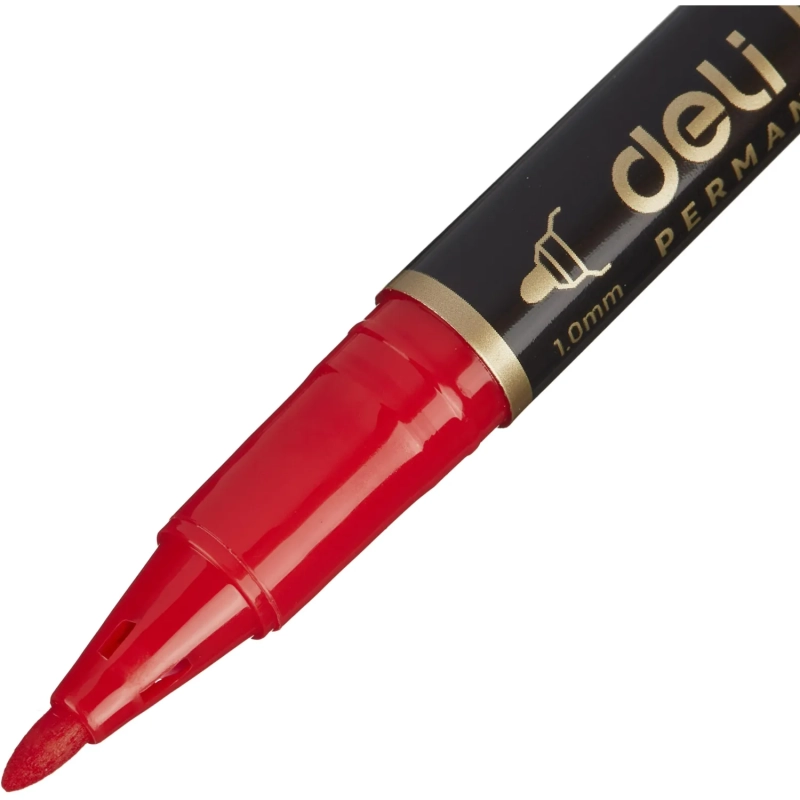 Маркер перманентный Deli EU10440 Mate двойной пиш. наконеч 0.5-1мм красный