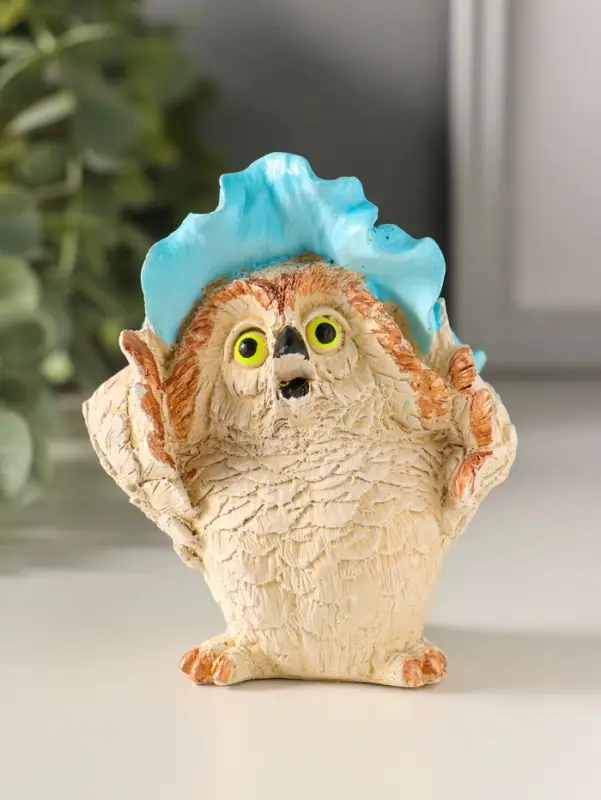 Статуэтка "Сова в панаме" 10х8 см,  цветная