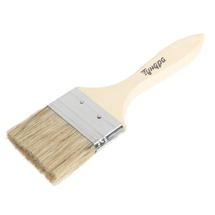 Кисть плоская ТУНДРА, смешанная щетина, деревянная рукоятка, 2.5 Кисть плоская ТУНДРА, смешанная щетина, деревянная рукоятка, 2.5", 63 мм