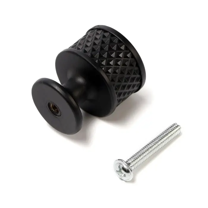 Ручка-кнопка CAPPIO PK104, d=25 мм, пластик, цвет черный, 8 шт.