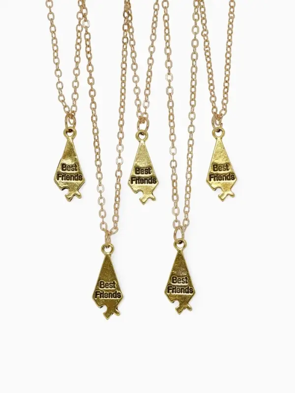 Кулоны парные на цепочке &laquo;Неразлучники. 5 пазлов&raquo;, L=45 см, набор 2 шт. цвет золото